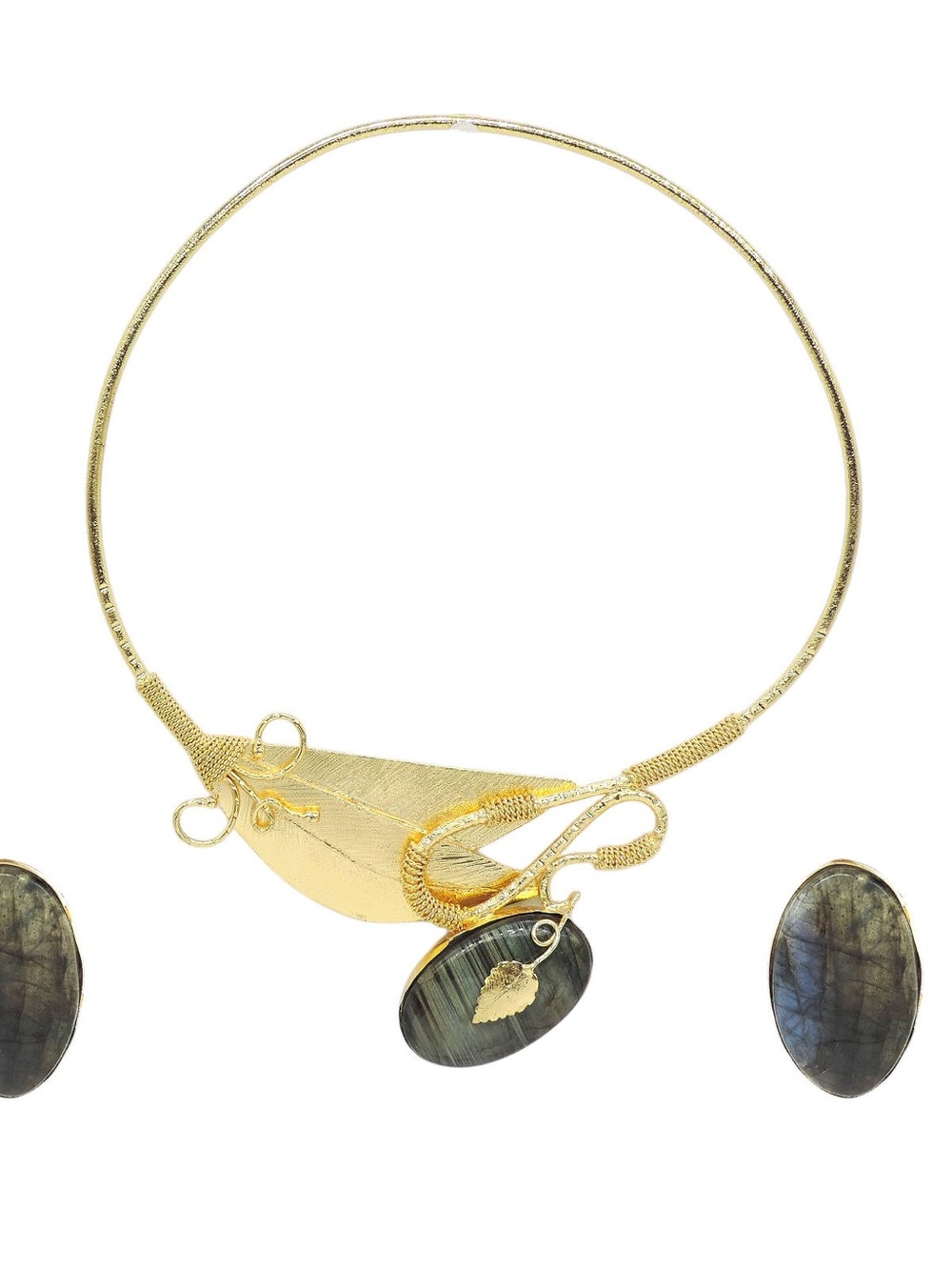 Gold-Tone Statement Collar Necklace in Labradorite